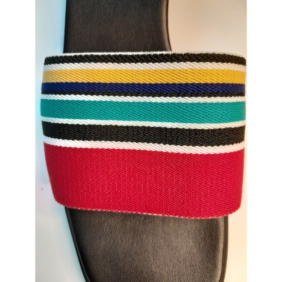 Chico's Size 7 Colorful Elastic Band Slip-on Slide Sandals Mid Heel EUC - Picture 5 of 13